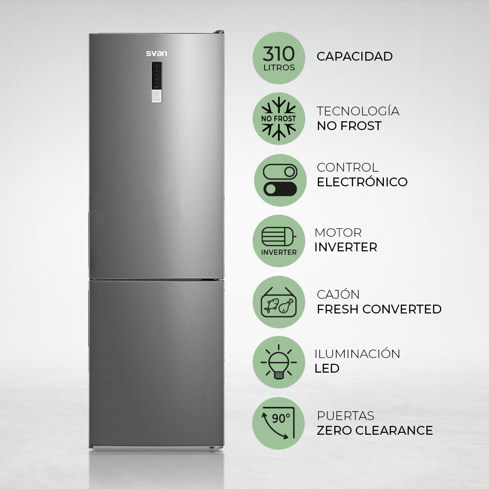 Combi Svan No Frost E 188cm 59.5cm 63cm Inox Electrónico Inverter Puerta 90º – Image 4