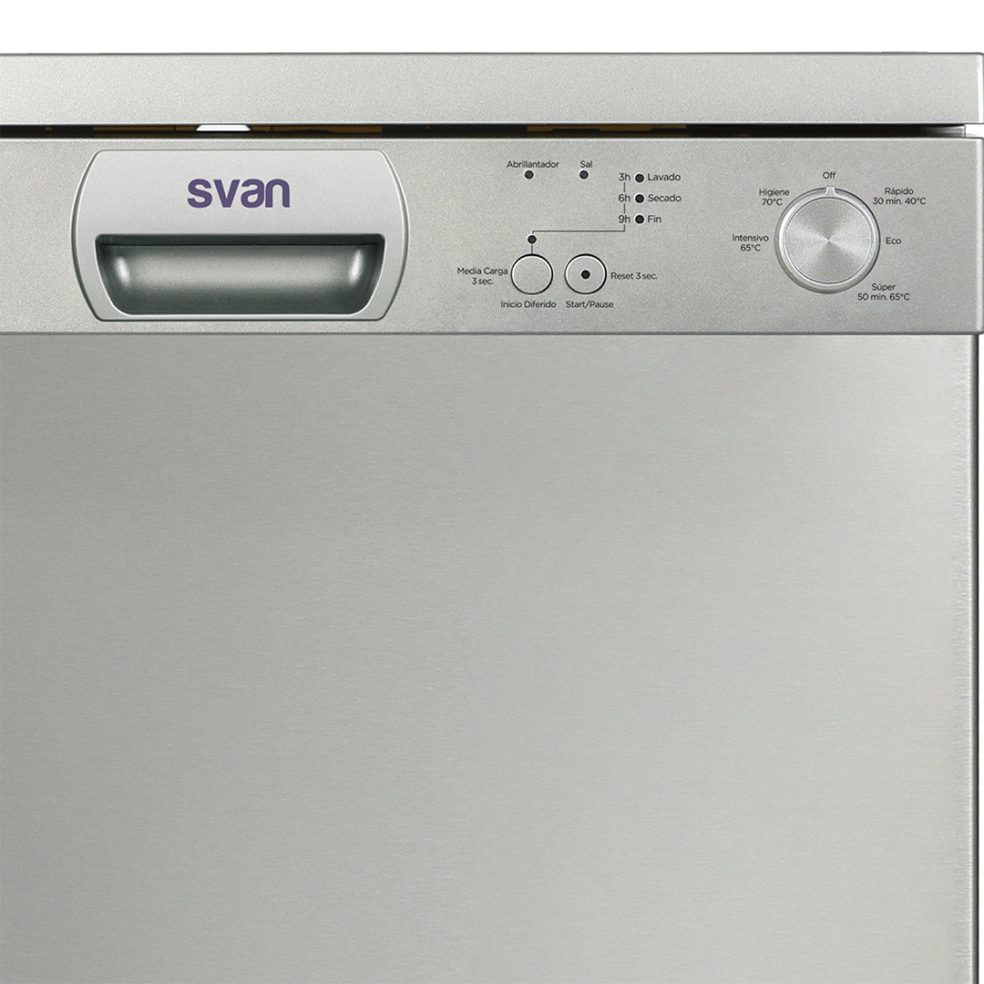 Lavavajillas Svan 12sets E 85cm 59,8cm 59,8cm Inox Electrónico 2B 5P Sec.SuperActive Media Carga – Image 4