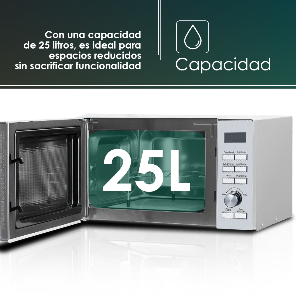 Microondas Cerámico Svan 25L 900W 28,8cm 49cm 41cm Inox Display Auto Cooking - immagine 3