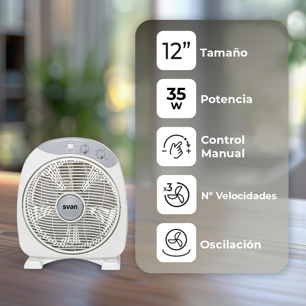 "Ventilador Suelo Svan 12"" 35W Gris Manual 3V Temporizador" - immagine 3