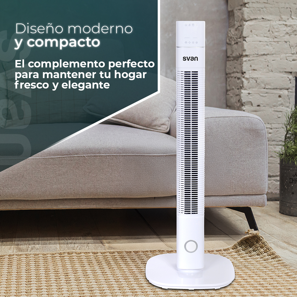 Ventilador Torre Svan 36 in 60W Blanco Display 3V Ionizador Temporizador Oscilación - Imagen 4