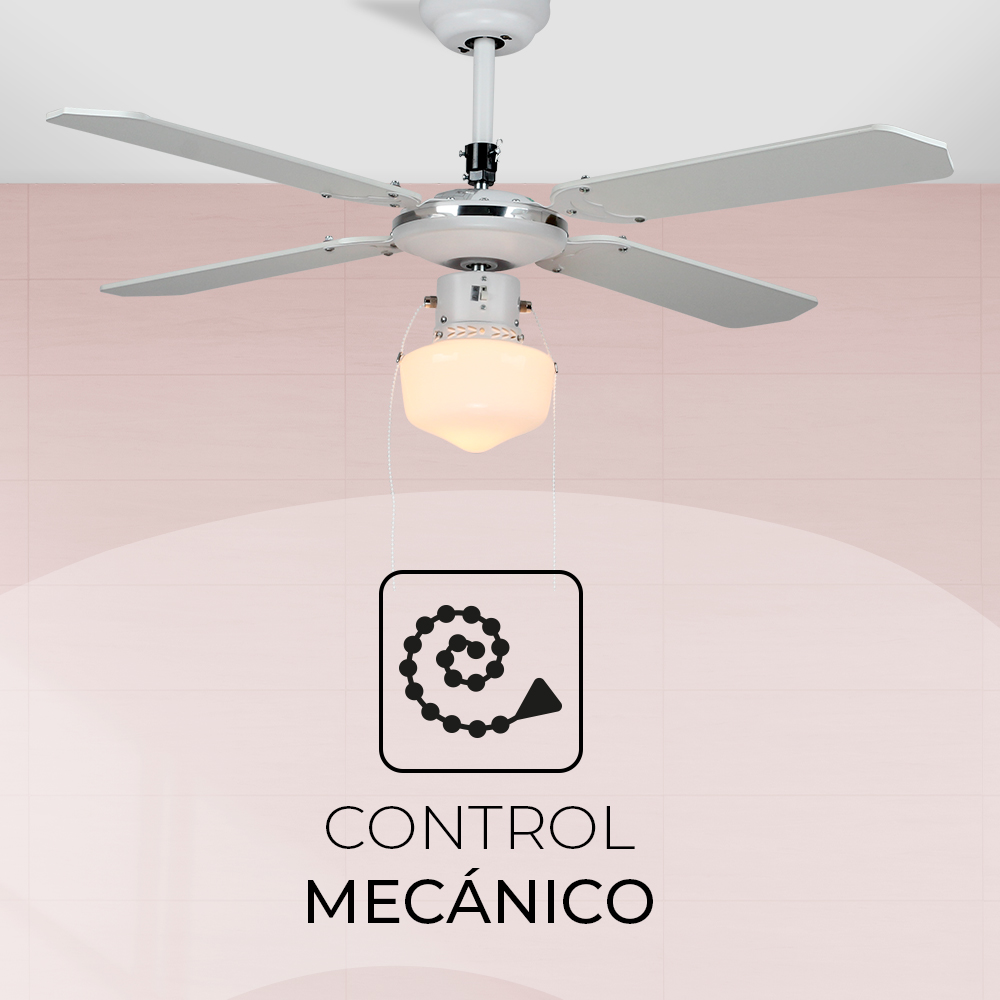 Ventilador Techo Svan 42 in 50W Blanco Cadena Tracción 3V Luz - Imagen 4