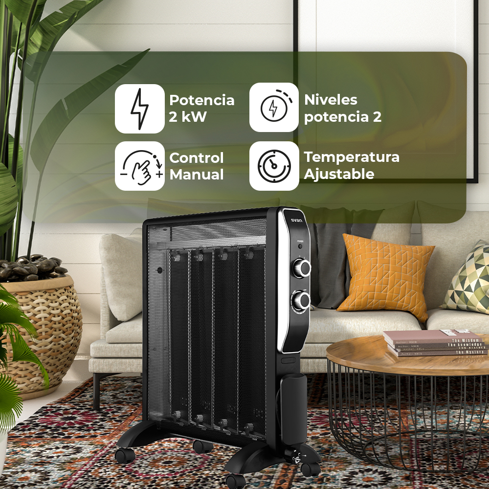 Radiador mica Svan 4 Elementos 2 Niveles 2000W Negro Manual – Image 5