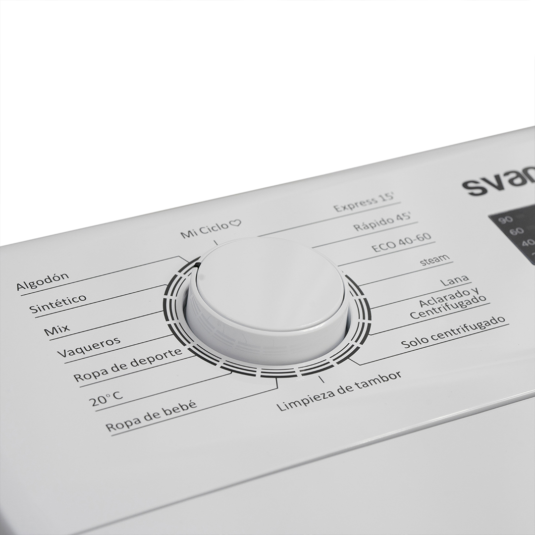 Lavadora C.Superior Svan 8kg 1300rpm A 87,5cm 40cm 61cm Blanco Display Inverter Vapor Mi Ciclo - Imagen 8