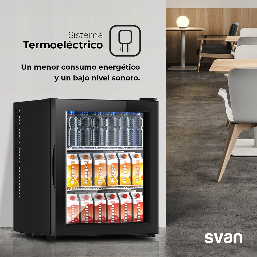 Refrigerador Horeca Svan Peltier E 47,6cm 38cm 37cm Negro Manual Puerta Cristal Puerta 90º - Imagen 5