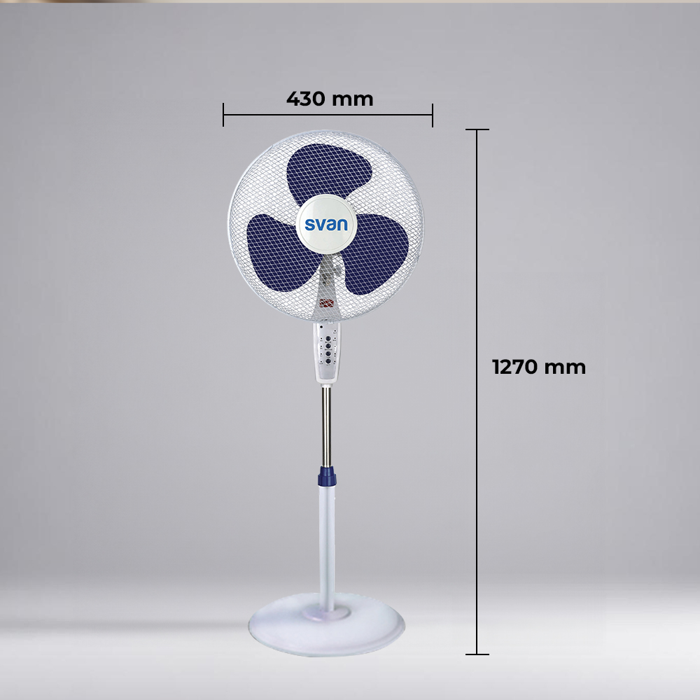 "Ventilador Pie Svan 16"" 40W Blanco y azul Electrónico Mando 3V Temporizador Oscilación" - immagine 5