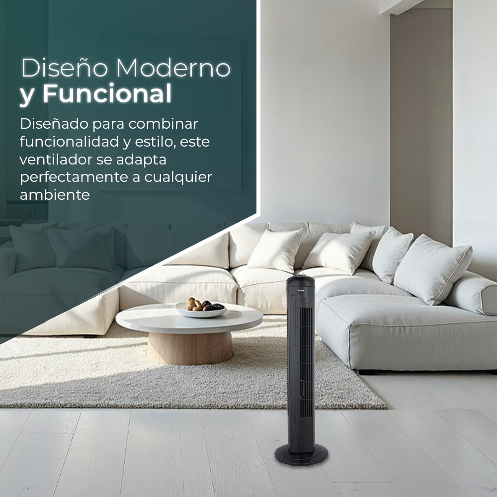 Ventilador Torre Svan 29 in 45W Negro Manual 3V Temporizador Oscilación – Image 5
