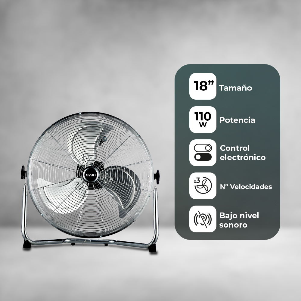 Ventilador Industrial Svan 18 in 110W Cromo Manual 3V - Imagen 6