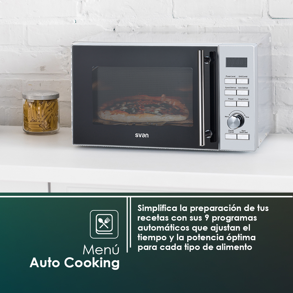 Microondas Cerámico Svan 25L 900W 28,8cm 49cm 41cm Inox Display Auto Cooking - immagine 7
