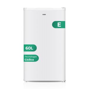 Congélateur vertical Svan, cyclique. Capacité 60L, Classe E. Dimensions : 84,5cm 48cm 45cm. Couleur : Blanc, Commande manuelle.