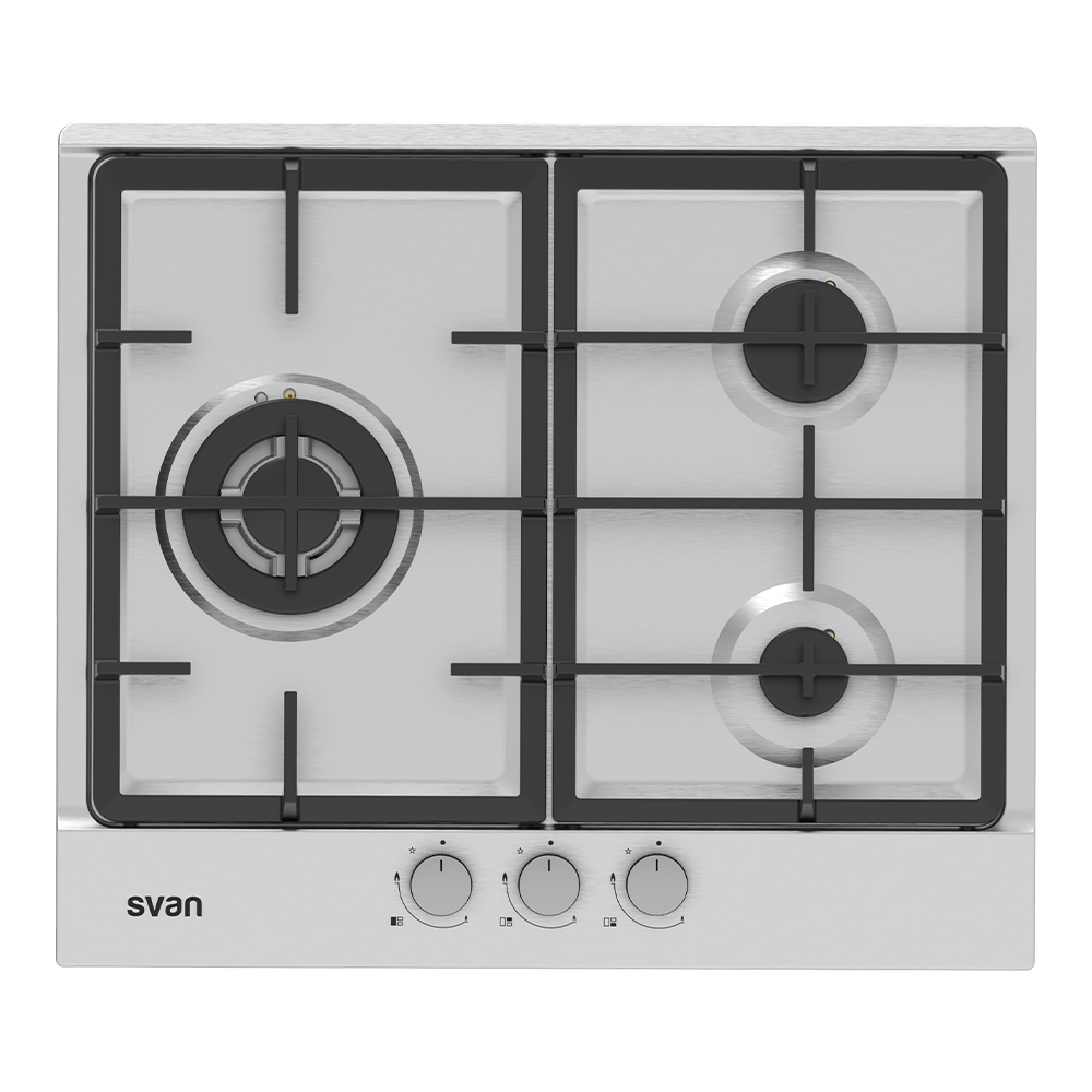 Piano cottura a gas butano Svan 6750W 9cm 59cm 51cm Inox Manuale Auto Ig. 3Q Wok Gas Kit Forge Gas
