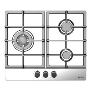 Placa Gas Butano Svan 6150W 4,5cm 58cm 50cm Inox Manual Auto Ig. 3Q Wok Kit Gas Forja