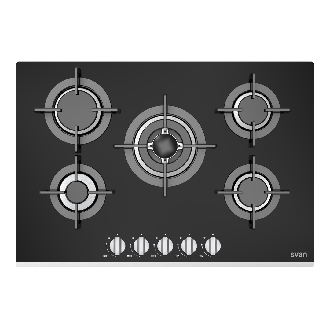 Placa Gas Butano Svan 10600W 4,5cm 74cm 51cm Negro Manual Auto Ig. 5Q Wok Kit Gas Forja