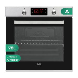 Forno multifunzione Svan 78L A 59,5cm 59,5cm 57,5cm 57,5cm Display Inox 10P Tenda ad aria G.Telescopica