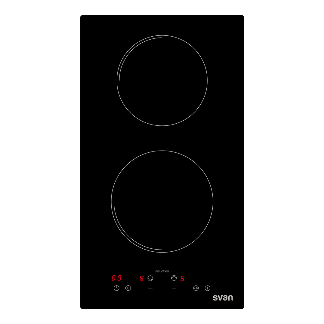 Placa de Inducción Svan 30 cm 2 zonas con Cristal negro Táctil Booster