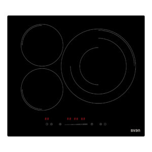 Placa de Inducción Svan 60 cm 3 zonas con Cristal negro Slider táctil Keep warm Booster Stop&Go