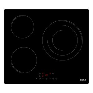 Placa de Inducción Svan 60 cm 3 zonas con Cristal negro táctil Keep warm Stop&go