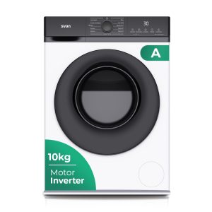 Lave-linge Svan,Capacité 10kg 1400rpm, Classe A. Dimensions : 84,5cm 59,8cm 52cm. Couleur : Blanc, Contrôle avec affichage. Moteur Inverter. Programmes : Vapeur antiallergique.