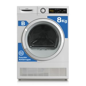 Svan Sèche-linge à condensation, Capacité 8kg Classe G. Dimensions : 84,5cm 59,7cm 56,5cm Couleur : Blanc, Affichage des commandes. Programmes : Anti-froissage.