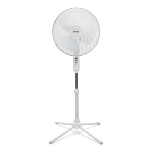 "Ventilador Pie Svan 16"" 40W Blanco Manual 3V Oscilación"