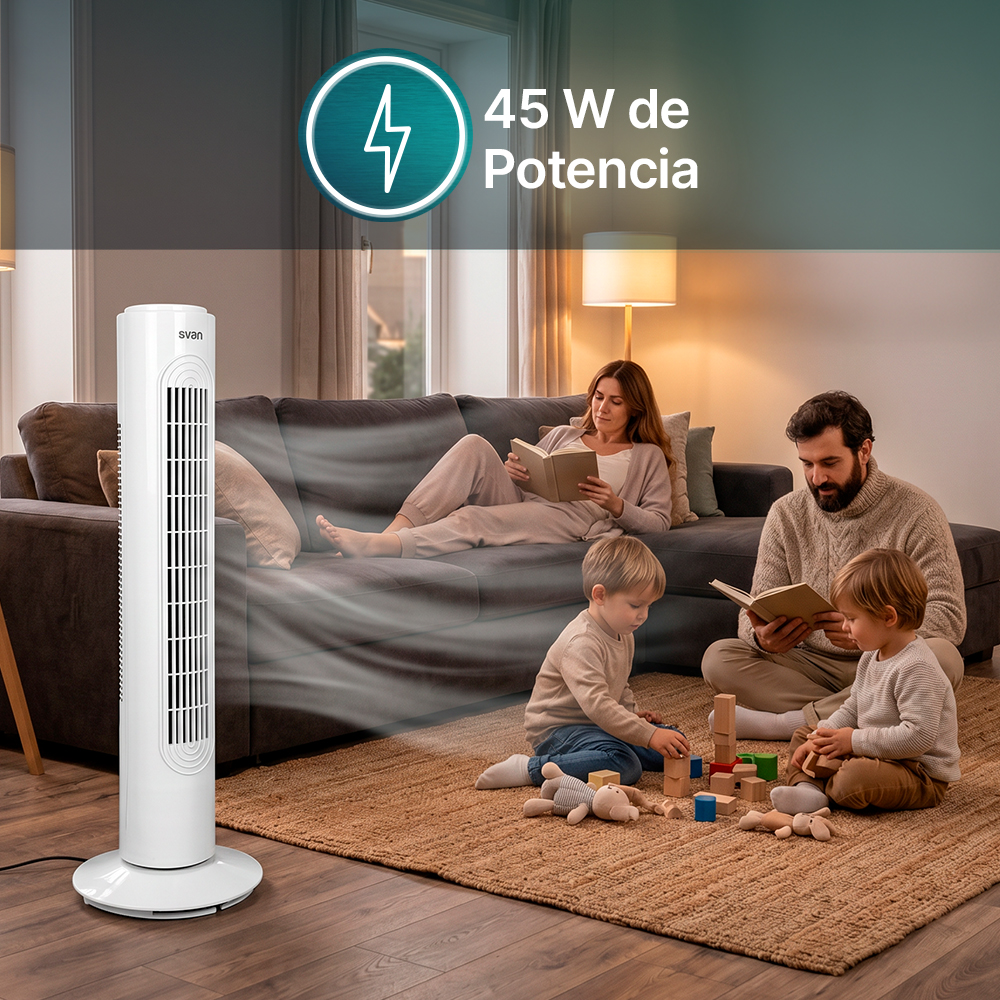 "Ventilador Torre Svan "" 45W Blanco Manual 3V Oscilación" - immagine 3