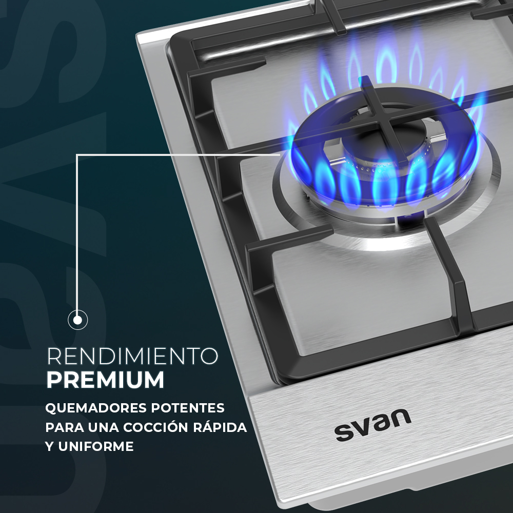 Placa Gas Butano Svan 6750W 9cm 59cm 51cm Inox Manual Auto Ig. 3Q Wok Kit Gas Forja - immagine 7