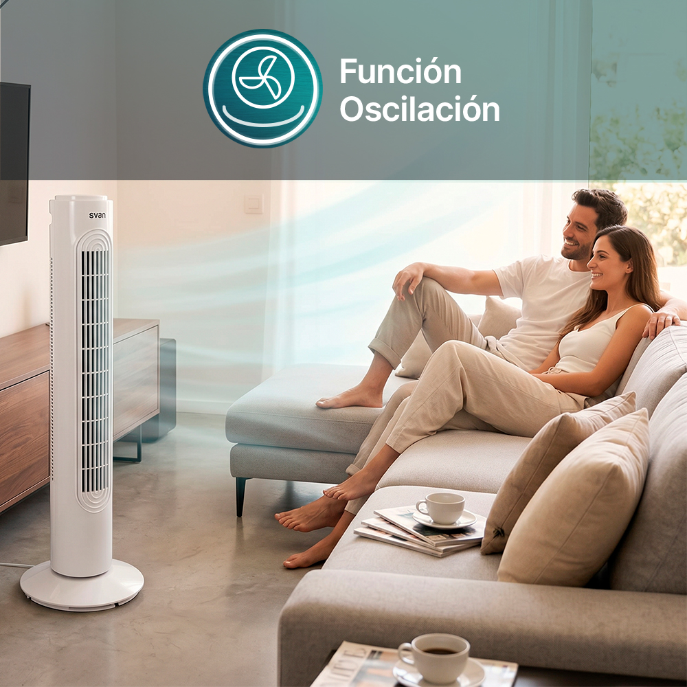 "Ventilador Torre Svan "" 45W Blanco Manual 3V Oscilación" - immagine 7