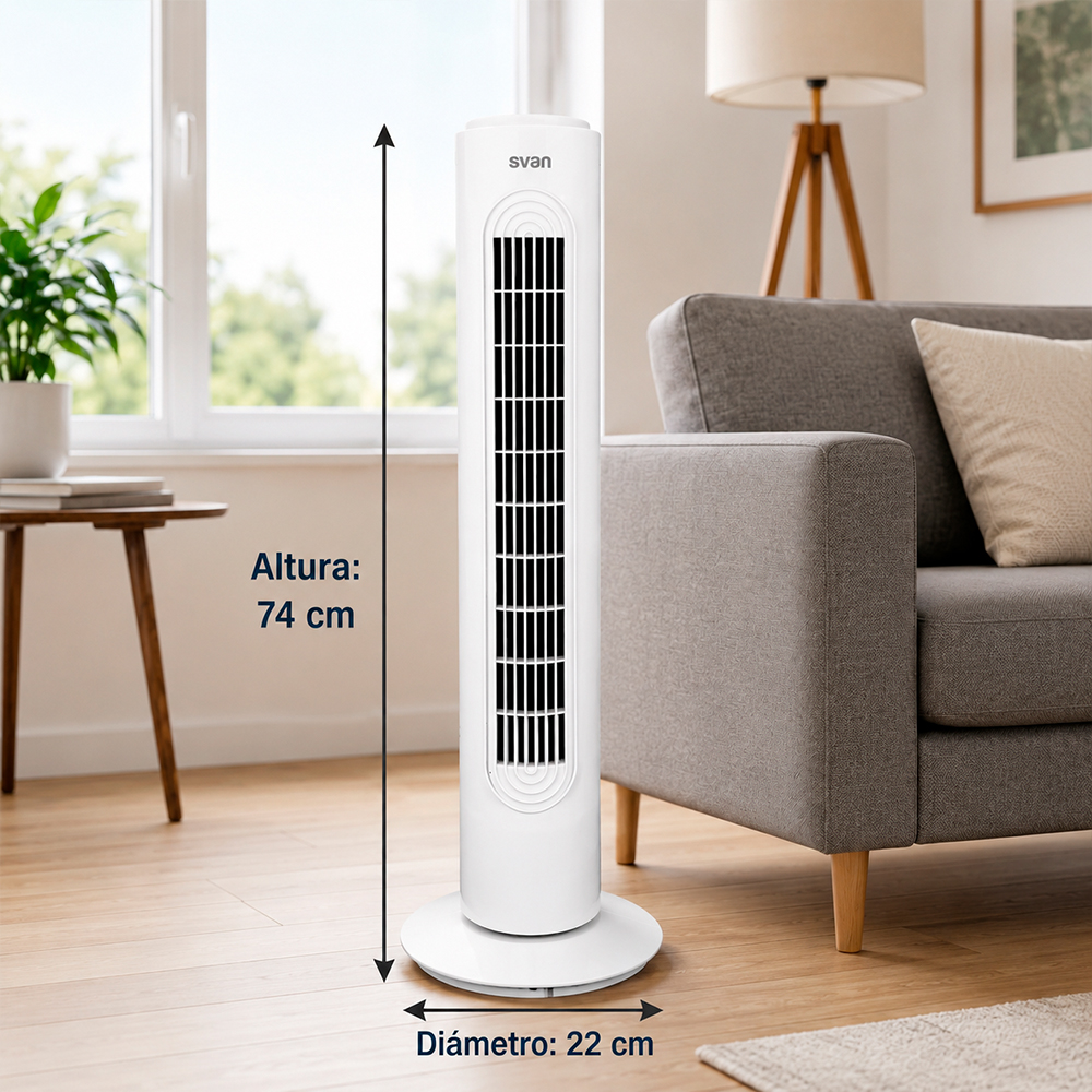 "Ventilador Torre Svan "" 45W Blanco Manual 3V Oscilación" - immagine 8