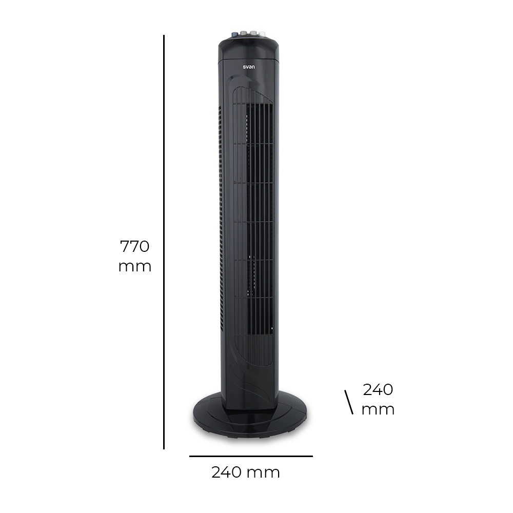 Ventilador Torre Svan 29 in 45W Negro Manual 3V Temporizador Oscilación - Imagen 8
